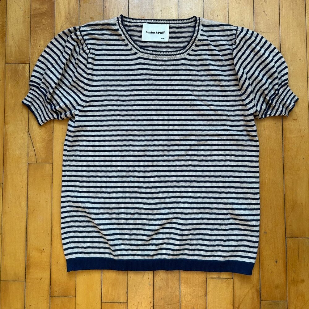 Misha and Puff Pima Short Sleeve Knit Top Sweater S